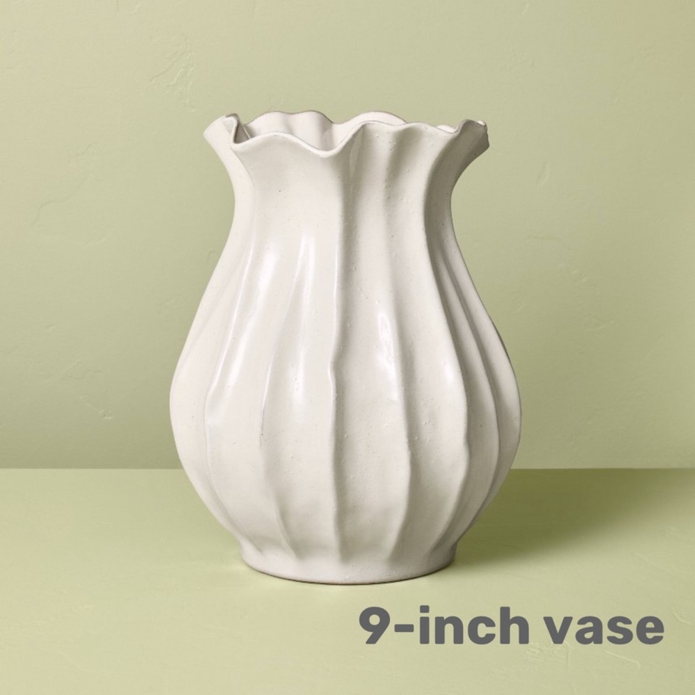 Hearth & Hand White Fluted Ceramic Decorative Vase